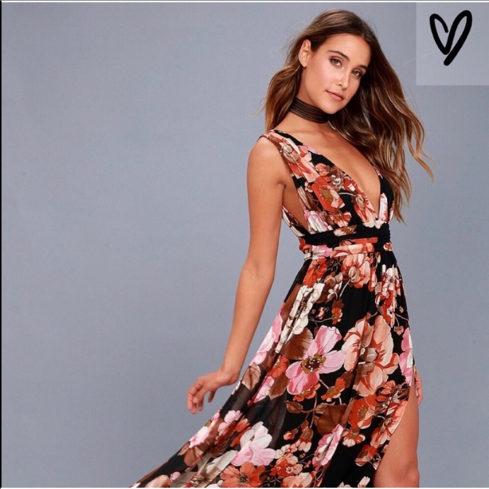 Black and pink floral maxi